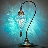 DEMMEX (10 Colors) Turkish Moroccan Handmade Colorful Mosaic Boho Swan Teardrop Table Desk Bedside Night Accent Mood Lamp Lampshade, 19