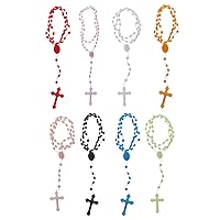 Necklace pendant,8 Colors Plastic Noctilucent Necklace Rosary Beads Luminous Necklace Catholicism Prayer Religious Jewelry for Daily Wear