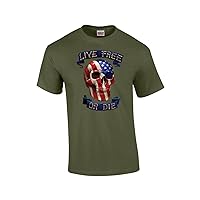 Live Free Or Die American Flag Skull Adult Tee Shirt Military