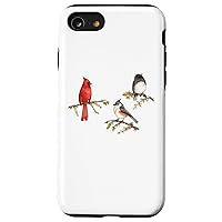 iPhone SE (2020) / 7 / 8 Chickadees & Cardinal birds watercolor winter scene Case