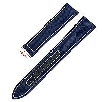 19mm 20mm 21mm 22mm Nylon Watchband for Omega Moon Watch Seamaster 300 AT150 Leather Canvas Watch Strap (Color : Blue White, Size : 20mm)