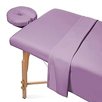 Massage Table Spa Sheet Set- 550 Thread Count Organic Cotton 3-Piece Massage Table Spa Sheet Set Lavender Solid