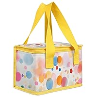 Lunch Bag Colorful Dot Small Insulated Lunch Box Leakproof Tote Bag with Handle Abstract Dots Portable Reusable Cooler Meal Prep Organizer for Work Picnic Office Travel Beach Sports