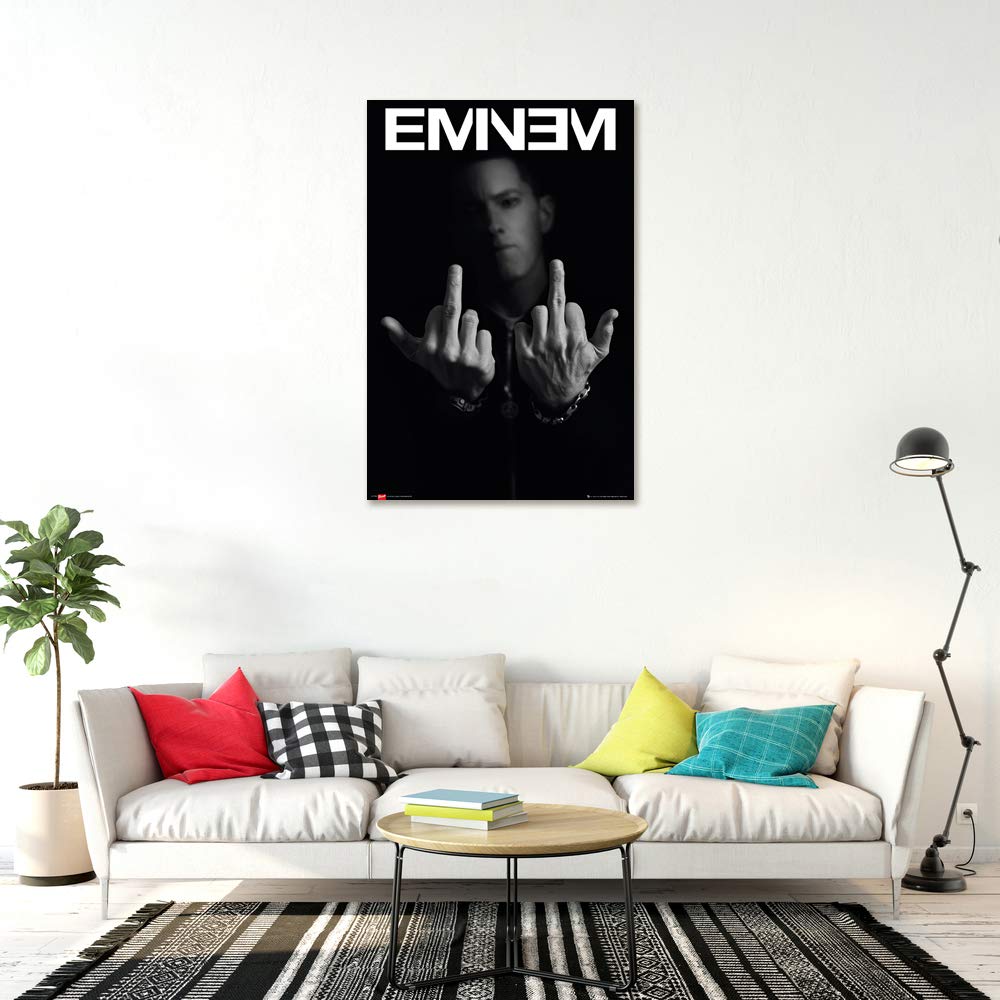 POSTER STOP ONLINE Eminem - Music/Personality Poster (Fingers/Flipping The Bird) (Size 24