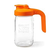 County Line Kitchen Glass Mason Jar Pitcher with Lid - Wide Mouth, 1 Quart (32 oz) - Heavy Duty, Leak Proof - Sun & Iced Tea Dispenser, Cold Brew Coffee, Breast Milk Storage, Water & More