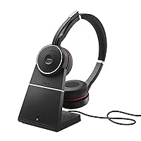 Jabra Evolve 75 SE, Link380a UC Stereo Stand- Bluetooth Headset with Noise-Cancelling Microphone, Long-Lasting Battery and Dual Connectivity - Works with All Other Platforms - Black