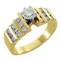 14k Yellow Gold 1 Carat Brilliant Round Diamond Engagement Ring