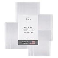 Risch Double-Sided All Clear Vinyl Menu Cover, Two-Sided 2 View Plastic Menu Holder, Slip in Top-Loading Cover, Wipeable, Reusable, 8.5” x 14”, Pack of 24