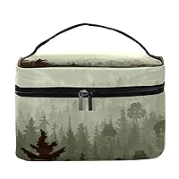 Wild Coniferous Forest In Morning Fog Women Portable Travel Accessories with Mesh Pocket Makeup Cosmetic Bags Storage Organizer Multifunction Case