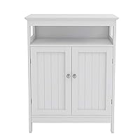 GIA Freestanding Bathroom Cabinet Storage Unit with Adjustable Shelves and Double Shutter Doors,MDF Finish, White, Large