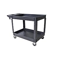 MaxWorks 80857 500-lb Utility Service PP Cart With Two Trays and Wheels 46 inch x 25.5 inch x 33.5 inch Overall Dimensions
