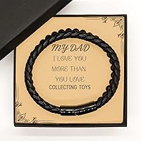 Stone Leather Bracelet, Collecting Toys Dad Gifts from Son Daughter, I Love You More Than You Love Collecting Toys, for Collecting Toys Lover, Birthday Christmas Personalized Gifts