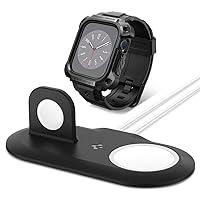 Spigen Mag Fit Duo Designed for iPhone 14, iPhone 13, iPhone 12/Apple Watch Stand for All Series/Airpods MagSafe Charging Pad Case and Tough Armor Pro Metal Designed for Apple Watch Series 9/8/7 45mm