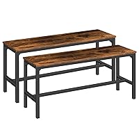 Dining Benches, Pair of 2 Kitchen Benches, Industrial Table Benches, Wooden Indoor Benches, Durable and Stable, for Dining Room, Kitchen, Living Room, Bedroom, Rustic Brown BF02CD01