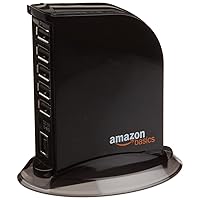 Amazon Basics 7 Port USB 2.0 Hub Tower with 5V/4A Power Adapter, Black