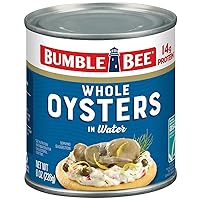 Premium Select Whole Canned Oysters, 8 oz Cans (Pack of 12) - Ready to Eat - 14g Protein per Serving - Gluten Free