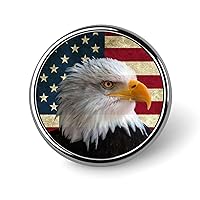 Vintage American Flag Bald Eagle Round Lapel Pin Tie Tack Cute Brooch Pin Badge for Men Women Hat Clothing Accessories