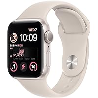 Apple Watch SE (2nd Gen) (GPS + Cellular, 40mm) - Starlight Aluminum Case with Starlight Sport Band, S/M (Renewed Premium)