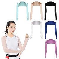 6 Pieces Sun UV Protection Cooling Shawl Arm Sleeves Sun Protector Sleeves Cooling Compression Arm Cover Finger Hole Arm Coverings Sleeves for Cycling Driving Fishing Golfing Outdoor Activity