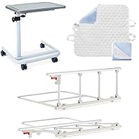 OasisSpace Bed Safety Rail & Overbed Table & Bed Pad with Handles