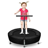 BCAN 36'' Mini Folding Ages 2 to 5 Toddler Trampoline with Handle for Kids, Two Ways to Assemble The Handle, Indoor/Garden Toddlers Trampoline with Super Safe Cover for Toddlers