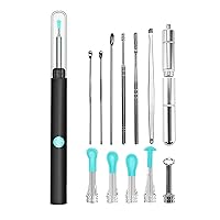 Ear Wax Removal Kit,Ear Cleaner with Camera, 3.5mm Ear Cleaner, WiFi Otoscope with App Control, 6 Visible LEDs, Remove Earwax and use it to Squeeze Acne on The face(Black)