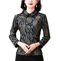 Cheongsam Women' Plus Size Short Autumn Cotton Blend Splicing Chinese Style Qipao Skinny Shirts Woman
