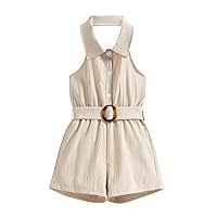 Boutique Pants for Baby Girls Summer Toddler Girls Sleeveless Romper Solid Cotton Linen 3 6 Month (Beige, 3-4 Years)