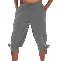 Mens Swim Trunks, Men's Shorts Summer Solid Color Cotton Lace-up with Pockets Quick Dry Board Shorts Trendy Trousers