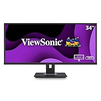 ViewSonic VG3456 34 Inch 21:9 UltraWide WQHD 1440p Monitor with Ergonomics Design USB C Docking Built-In Gigabit Ethernet for Home and Office,Black