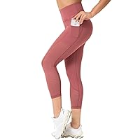 RAYPOSE Womens Workout Leggings for Women with Pockets Plus Size Gym High Waist Capri Yoga Pants Women with Mesh Cut Out