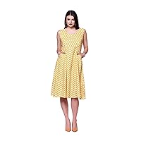 Mustard Chevron Pocket-Accent A-Line Dress - Plus for Women