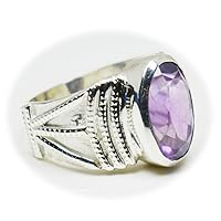 Oval Cut Beautiful Purple Amethyst Ring Sterling Silver Size 4-12 For Mens