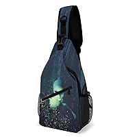 an Alien in Mystic Forest Crossbody Sling Backpack Multipurpose Chest Bag Casual Shoulder Bag Travel Hiking Daypack