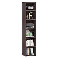 70.9 Inch Tall Narrow Bookcase, Corner Bookshelf 6 Tier Cube Display Shelf Storage Organizer for Small Space, Brown