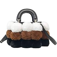 QZUnique Plush Bucket Handbag Faux Fur Drawstring Fluffy Crossbody Bag Handle Shoulder Tote Bag