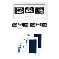 KeaBabies Sonogram Picture Frame and Inkless Hand and Footprint Kit - Trio Ultrasound Picture Frames For Mom To Be Gift - Ink Pad for Baby Hand and Footprints