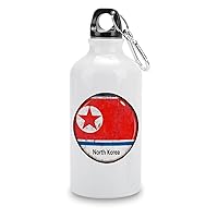 North Korea Funny Aluminum Water Bottle with Carabiner Clip & Sport Top North Korea National Flag Stainless Steel Water Bottle for Women Men Gift Idea 14oz