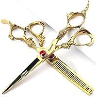 6 Inch Professional Hairdressing Scissors Set, Hair Clipper/Family Stainless Steel Hair Clipper (6 Inch Gold Set)