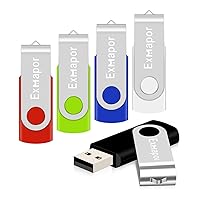 5 Pack USB Flash Drive 4GB Swivel Thumb Drives for Storage USB Stick(Mixed Color: Black, Red, Green, Blue, White)