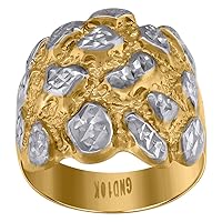 10k Two tone Gold Mens Nugget Fashion Ring Jewelry Gifts for Men
