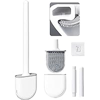 Toilet Brushs - Silicone Toilet Brush with Non-Slip Long Handle Cleaner Brush, Bathroom Toilet Brush Holder Set, Silicone Toilet Cleaning Brush for Deep-Cleaning