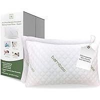 ik King Size Rayon Derived from Bamboo Pillow - Set of 2 Adjustable Shredded Memory Foam Pillows Neck Support Sleeping Pillow for Side, Back & Stomach Sleepers with Washable Cover (35x20)