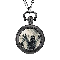 Scary Screaming Demons Attacking Pocket Watch with Chain Vintage Pocket Watches Pendant Necklace Birthday Xmas