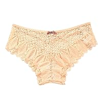 Cheeky Underwear For Women Breathable Ultra Thin V-Back Criss Cross Underpants Scallop Trim Plus Size Bowknot Knickers