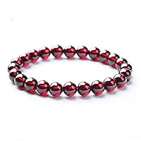 Genuine Natural Red Garnet Gemstone Crystal Clear Round Beads Women Men Bracelet 7-10mm AAAA