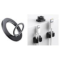 Lamicall 3 in 1 Cord Spring Clip Holder & Magnetic Finger Ring Grip