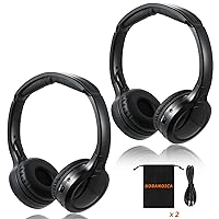 Infrared Headphones for Car DVD,Universal 2 Channel IR Headphones, On-Ear Car Headphones Wireless (2 Pack)