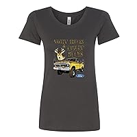 Driving Trucks and Taggin Bucks Retro Ford F150 Hunting Ford Truck Licensed Official Womens T-Shirts Fit