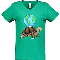 inktastic Earth Day Turtle with Plant Earth Women's V-Neck T-Shirt